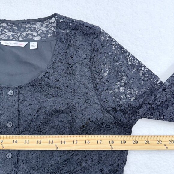 Isaac Mizrahi Black Lace Cardigan Button Up Top Career Event Whimsigoth Womens M - Picture 11 of 13
